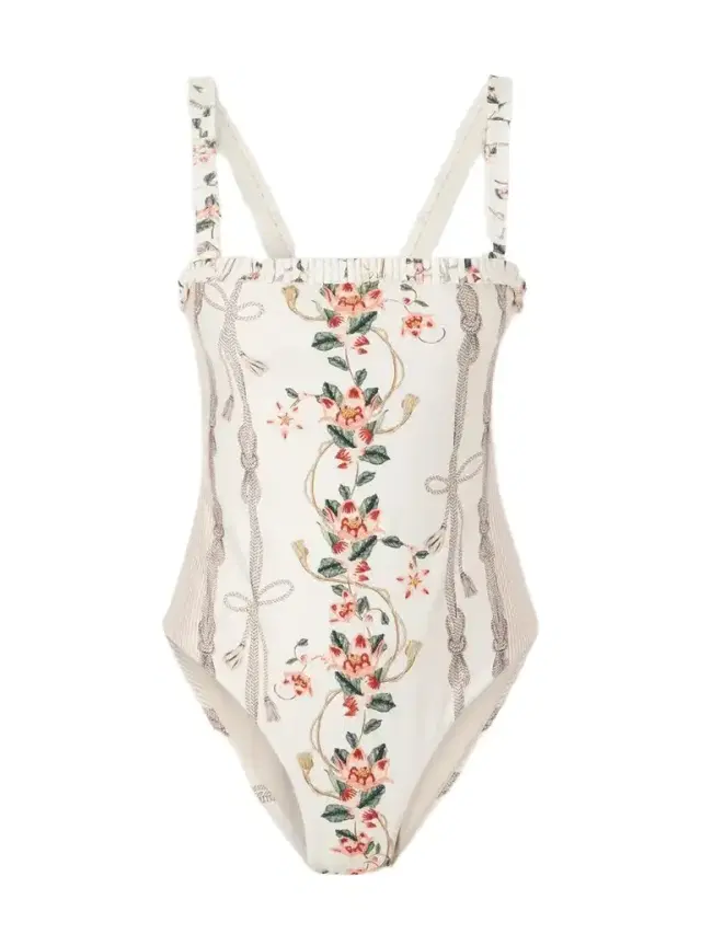 Agua by Agua Bendita Limón Navegante Floral-embroidered Recycled-blend Swimsuit