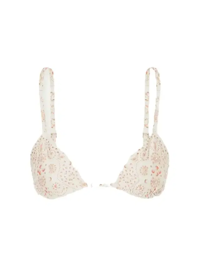 Agua by Agua Bendita Tulua Playa Bead-embellished Printed Recycled-blend Bikini Top
