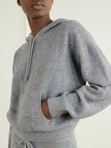 Victoria Beckham Lana Stretch Wool And Cashmere-blend Hoodie | Thumbnail 4