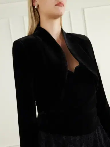 Costarellos Elvie Cropped Velvet Jacket | Thumbnail 4 Costarellos Elvie Cropped Velvet Jacket | Thumbnail 4