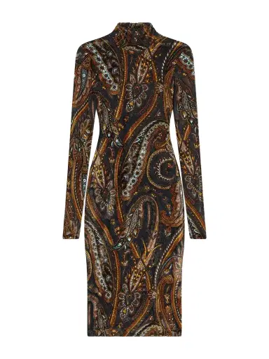 Etro Printed Stretch-velvet Knee-length Dress | Thumbnail 1