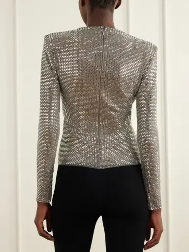 Self-Portrait Crystal-embellished Gathered Mesh Blouse | Thumbnail 3 Self-Portrait Crystal-embellished Gathered Mesh Blouse | Thumbnail 3