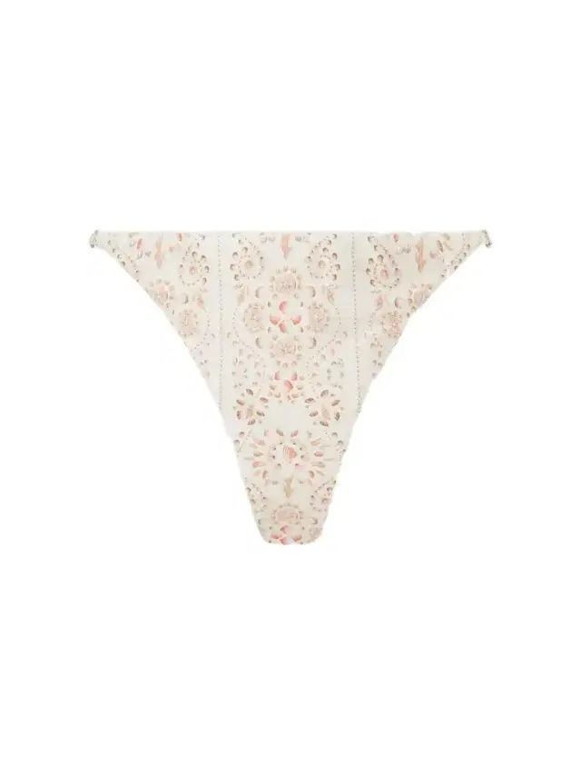Agua by Agua Bendita Palmira Playa Bead-embellished Printed Recycled-blend Bikini Briefs