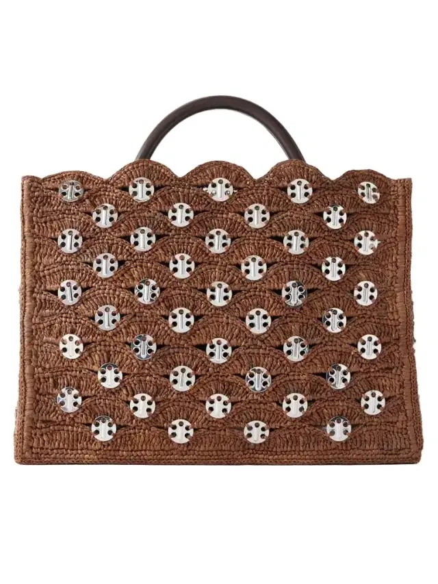 Rabanne Embellished Raffia Tote