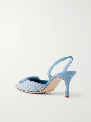 Manolo Blahnik Mayslibi 70 Suede-trimmed Houndstooth Slingback Pumps | Thumbnail 3 Manolo Blahnik Mayslibi 70 Suede-trimmed Houndstooth Slingback Pumps | Thumbnail 3
