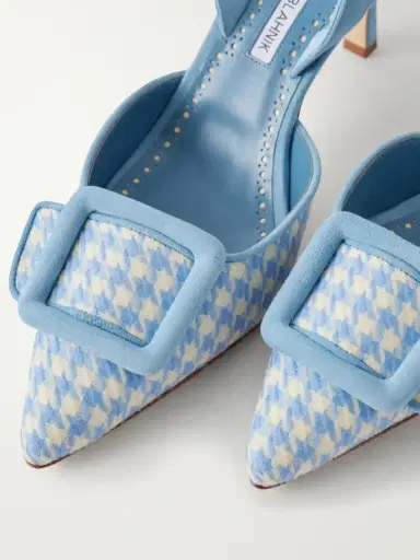 Manolo Blahnik Mayslibi 70 Suede-trimmed Houndstooth Slingback Pumps | Thumbnail 5 Manolo Blahnik Mayslibi 70 Suede-trimmed Houndstooth Slingback Pumps | Thumbnail 5