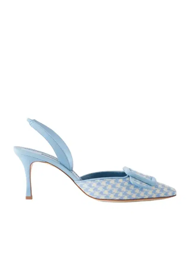 Manolo Blahnik Mayslibi 70 Suede-trimmed Houndstooth Slingback Pumps