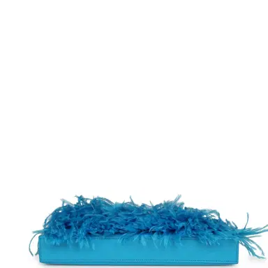 HERMÈS Hermes Kelly Elan Foile Bleu Frida Chevre Chamkila and Ostrich Feathers Palladium Hardware | Thumbnail 6