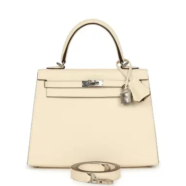 HERMÈS Hermes Kelly Sellier 25 Nata Verso Epsom Palladium Hardware | Thumbnail 1 HERMÈS Hermes Kelly Sellier 25 Nata Verso Epsom Palladium Hardware | Thumbnail 1