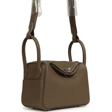 HERMÈS Hermes Mini Lindy II Etoupe Clemence Palladium Hardware | Thumbnail 2 HERMÈS Hermes Mini Lindy II Etoupe Clemence Palladium Hardware | Thumbnail 2