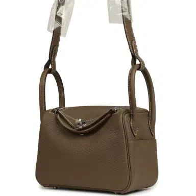 HERMÈS Hermes Mini Lindy II Etoupe Clemence Palladium Hardware | Thumbnail 5 HERMÈS Hermes Mini Lindy II Etoupe Clemence Palladium Hardware | Thumbnail 5