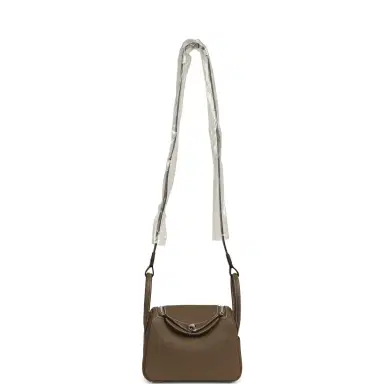 HERMÈS Hermes Mini Lindy II Etoupe Clemence Palladium Hardware | Thumbnail 6 HERMÈS Hermes Mini Lindy II Etoupe Clemence Palladium Hardware | Thumbnail 6