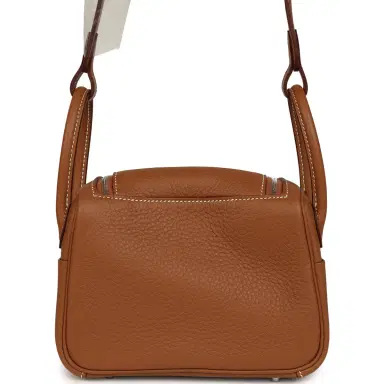 HERMÈS Hermes Mini Lindy II Gold Clemence Palladium Hardware | Thumbnail 4 HERMÈS Hermes Mini Lindy II Gold Clemence Palladium Hardware | Thumbnail 4