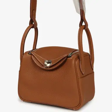 HERMÈS Hermes Mini Lindy II Gold Clemence Palladium Hardware | Thumbnail 5 HERMÈS Hermes Mini Lindy II Gold Clemence Palladium Hardware | Thumbnail 5