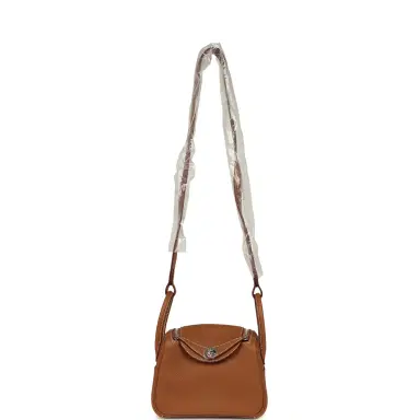 HERMÈS Hermes Mini Lindy II Gold Clemence Palladium Hardware | Thumbnail 6 HERMÈS Hermes Mini Lindy II Gold Clemence Palladium Hardware | Thumbnail 6