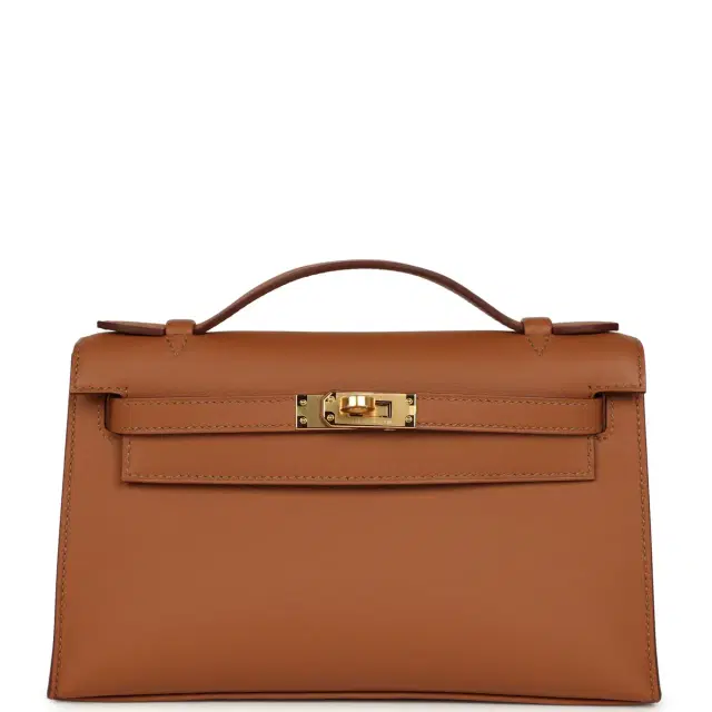 HERMÈS Hermes Special Order (HSS) Kelly Pochette Gold Swift Gold Hardware