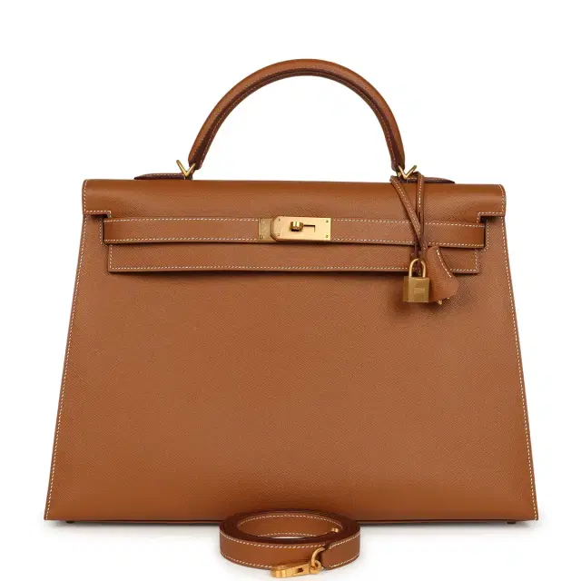HERMÈS Hermes Special Order (HSS) Kelly Sellier 40 Gold Verso Epsom Brushed Gold Hardware