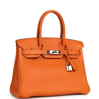 HERMÈS Pre-owned Hermes Birkin 30 Orange Clemence Palladium Hardware | Thumbnail 2