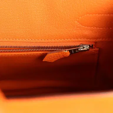 HERMÈS Pre-owned Hermes Birkin 30 Orange Clemence Palladium Hardware | Thumbnail 8
