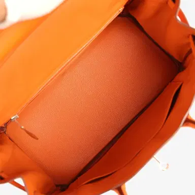 HERMÈS Pre-owned Hermes Birkin 30 Orange Clemence Palladium Hardware | Thumbnail 9