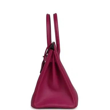 HERMÈS Pre-owned Hermes Birkin 30 Rose Pourpre Epsom Palladium Hardware | Thumbnail 3