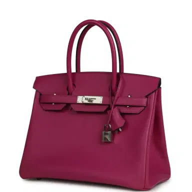 HERMÈS Pre-owned Hermes Birkin 30 Rose Pourpre Epsom Palladium Hardware | Thumbnail 5