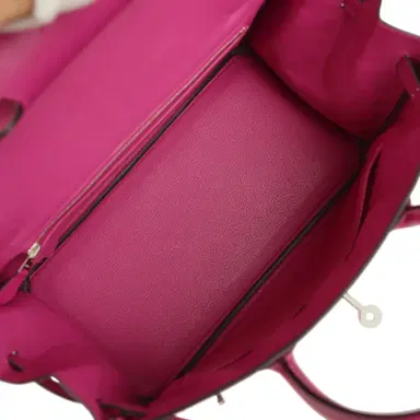 HERMÈS Pre-owned Hermes Birkin 30 Rose Pourpre Epsom Palladium Hardware | Thumbnail 9