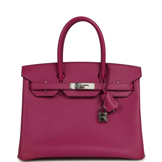 Pre-owned Hermes Birkin 30 Rose Pourpre Epsom Palladium Hardware