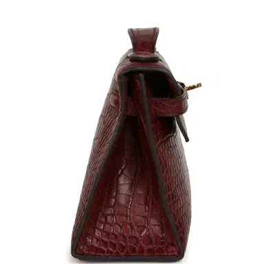 HERMÈS Pre-owned Hermes Kelly Pochette Rouge H Matte Alligator Mississippiensis Permabrass Hardware | Thumbnail 3