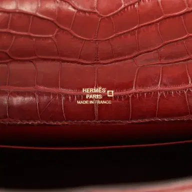 HERMÈS Pre-owned Hermes Kelly Pochette Rouge H Matte Alligator Mississippiensis Permabrass Hardware | Thumbnail 8