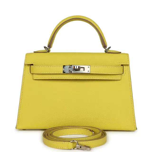 HERMÈS Pre-owned Hermes Kelly Sellier 20 Lime Epsom Palladium Hardware