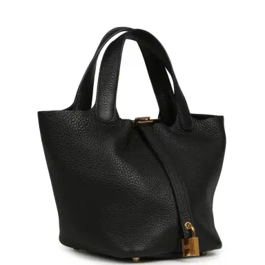 HERMÈS Pre-owned Hermes Picotin Lock 18 Black Clemence Gold Hardware | Thumbnail 2