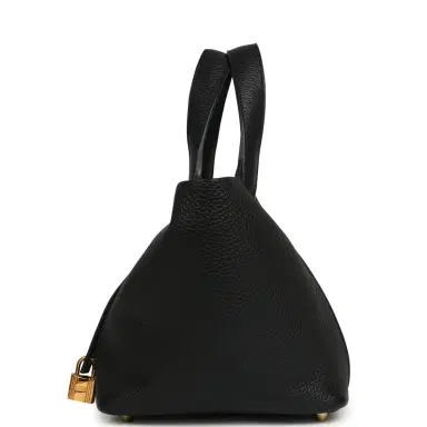 HERMÈS Pre-owned Hermes Picotin Lock 18 Black Clemence Gold Hardware | Thumbnail 3