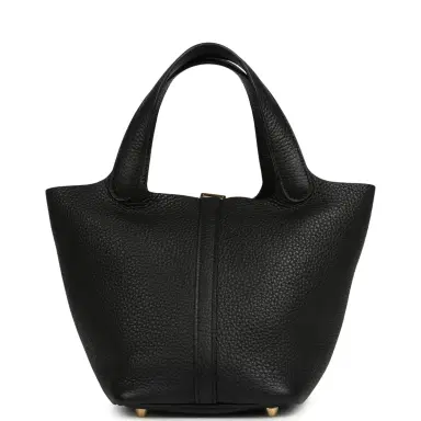 HERMÈS Pre-owned Hermes Picotin Lock 18 Black Clemence Gold Hardware | Thumbnail 4