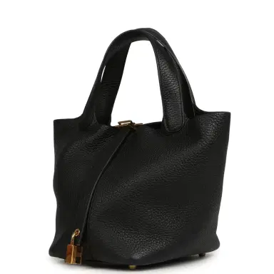 HERMÈS Pre-owned Hermes Picotin Lock 18 Black Clemence Gold Hardware | Thumbnail 5