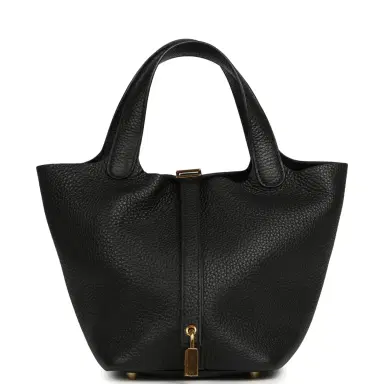 HERMÈS Pre-owned Hermes Picotin Lock 18 Black Clemence Gold Hardware | Thumbnail 1