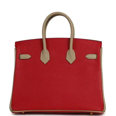 HERMÈS Pre-owned Hermes Special Order (HSS) Birkin 25 Rouge Casaque, Trench Epsom Gold Hardware | Thumbnail 4 HERMÈS Pre-owned Hermes Special Order (HSS) Birkin 25 Rouge Casaque, Trench Epsom Gold Hardware | Thumbnail 4