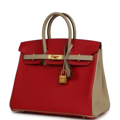 HERMÈS Pre-owned Hermes Special Order (HSS) Birkin 25 Rouge Casaque, Trench Epsom Gold Hardware | Thumbnail 5 HERMÈS Pre-owned Hermes Special Order (HSS) Birkin 25 Rouge Casaque, Trench Epsom Gold Hardware | Thumbnail 5