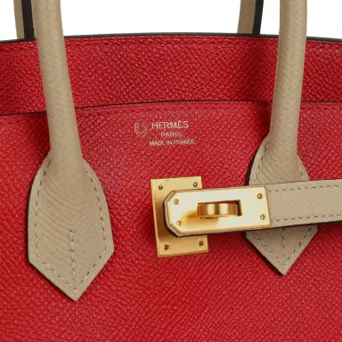HERMÈS Pre-owned Hermes Special Order (HSS) Birkin 25 Rouge Casaque, Trench Epsom Gold Hardware | Thumbnail 7 HERMÈS Pre-owned Hermes Special Order (HSS) Birkin 25 Rouge Casaque, Trench Epsom Gold Hardware | Thumbnail 7