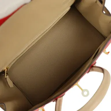 HERMÈS Pre-owned Hermes Special Order (HSS) Birkin 25 Rouge Casaque, Trench Epsom Gold Hardware | Thumbnail 9 HERMÈS Pre-owned Hermes Special Order (HSS) Birkin 25 Rouge Casaque, Trench Epsom Gold Hardware | Thumbnail 9