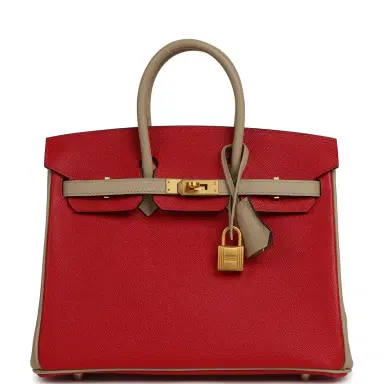 HERMÈS Pre-owned Hermes Special Order (HSS) Birkin 25 Rouge Casaque, Trench Epsom Gold Hardware | Thumbnail 1 HERMÈS Pre-owned Hermes Special Order (HSS) Birkin 25 Rouge Casaque, Trench Epsom Gold Hardware | Thumbnail 1