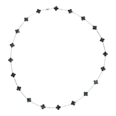 Van Cleef & Arpels Van Cleef & Arpels Vintage Alhambra 20 Motif Long Necklace Pietersite 18K White Gold | Thumbnail 2
