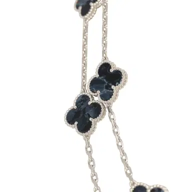 Van Cleef & Arpels Van Cleef & Arpels Vintage Alhambra 20 Motif Long Necklace Pietersite 18K White Gold | Thumbnail 3