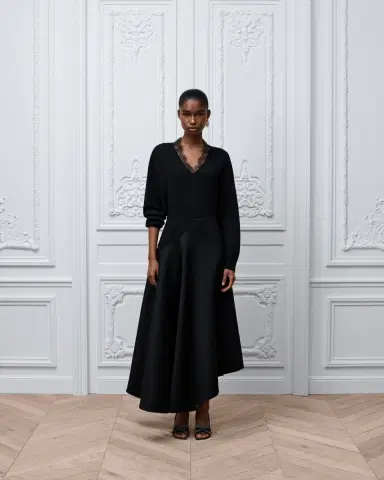 Dior Gray Virgin Wool-Blend Knit with Black Lace | Thumbnail 4