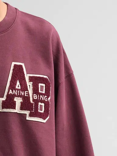 Anine Bing Women's Miles Letterman Logo Sweatshirt - Burgundy - Size XS | Thumbnail 5 Anine Bing Women's Miles Letterman Logo Sweatshirt - Burgundy - Size XS | Thumbnail 5
