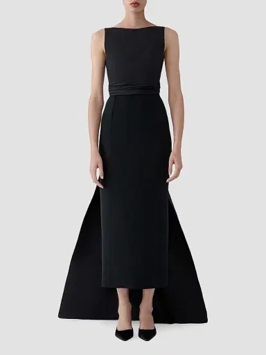Carolina Herrera Women's Silk Column Midi Dress - Black | Thumbnail 4