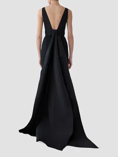Carolina Herrera Women's Silk Column Midi Dress - Black | Thumbnail 5