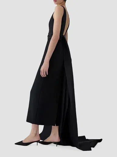 Carolina Herrera Women's Silk Column Midi Dress - Black | Thumbnail 6