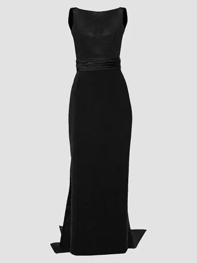 Carolina Herrera Women's Silk Column Midi Dress - Black | Thumbnail 7