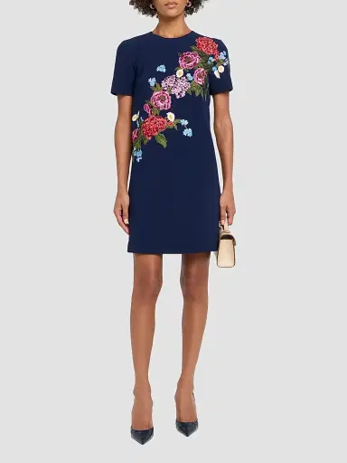 Carolina Herrera Women's Floral Shift Mini Dress - Midnight | Thumbnail 2